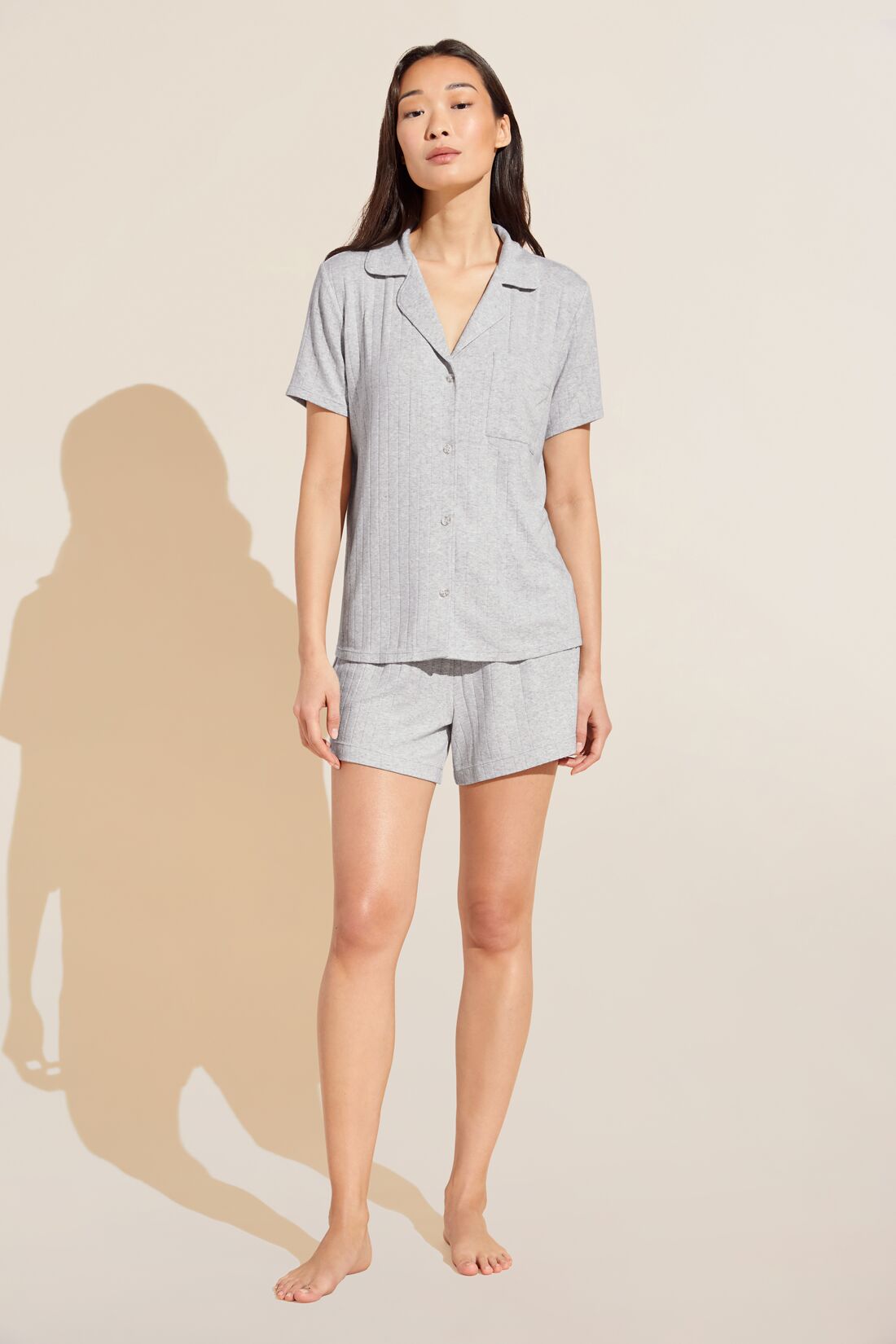 Oasis Modal Cotton PJs (Grey Ribbed)