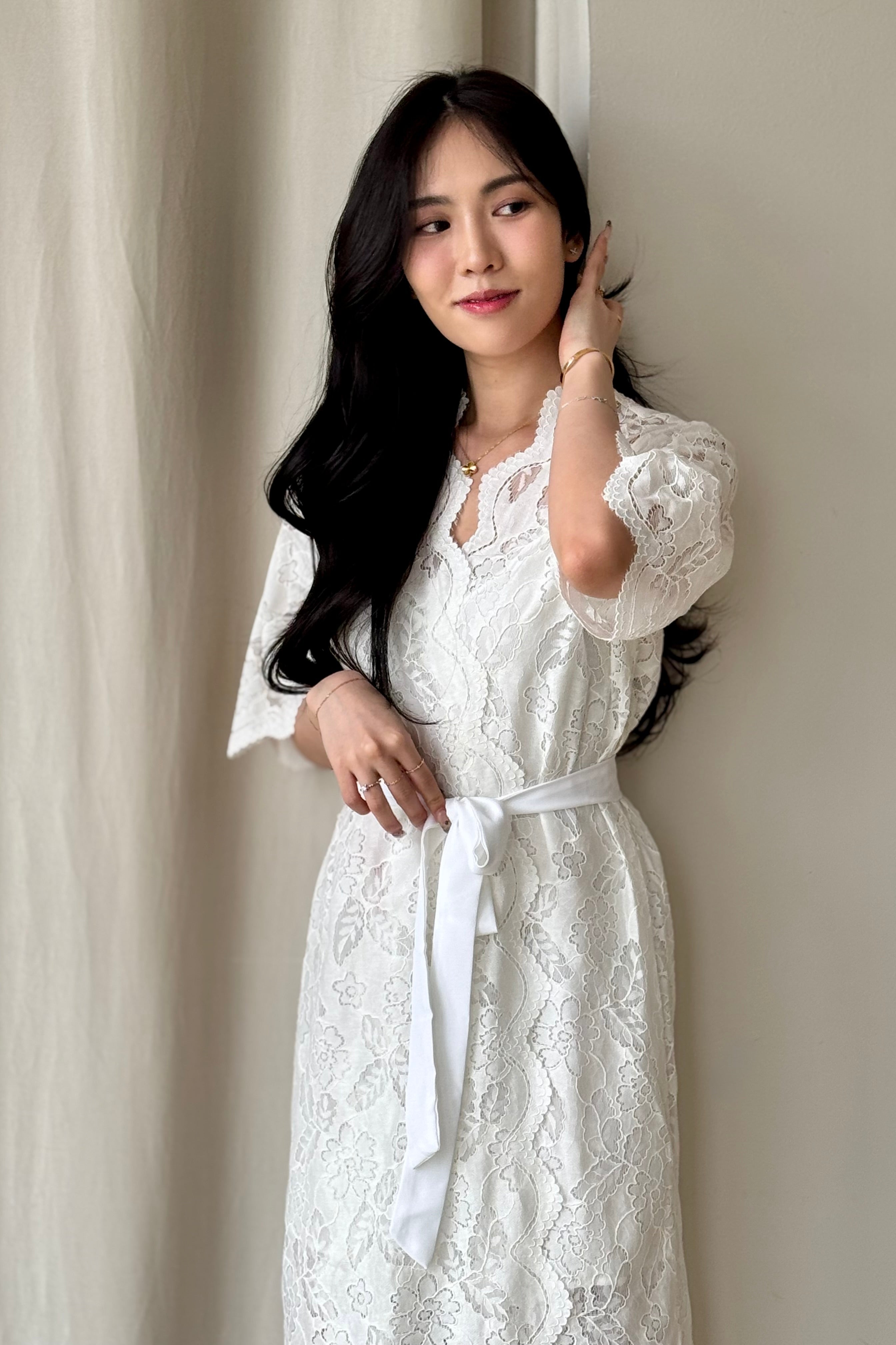 Juliette Lace Robe (White)
