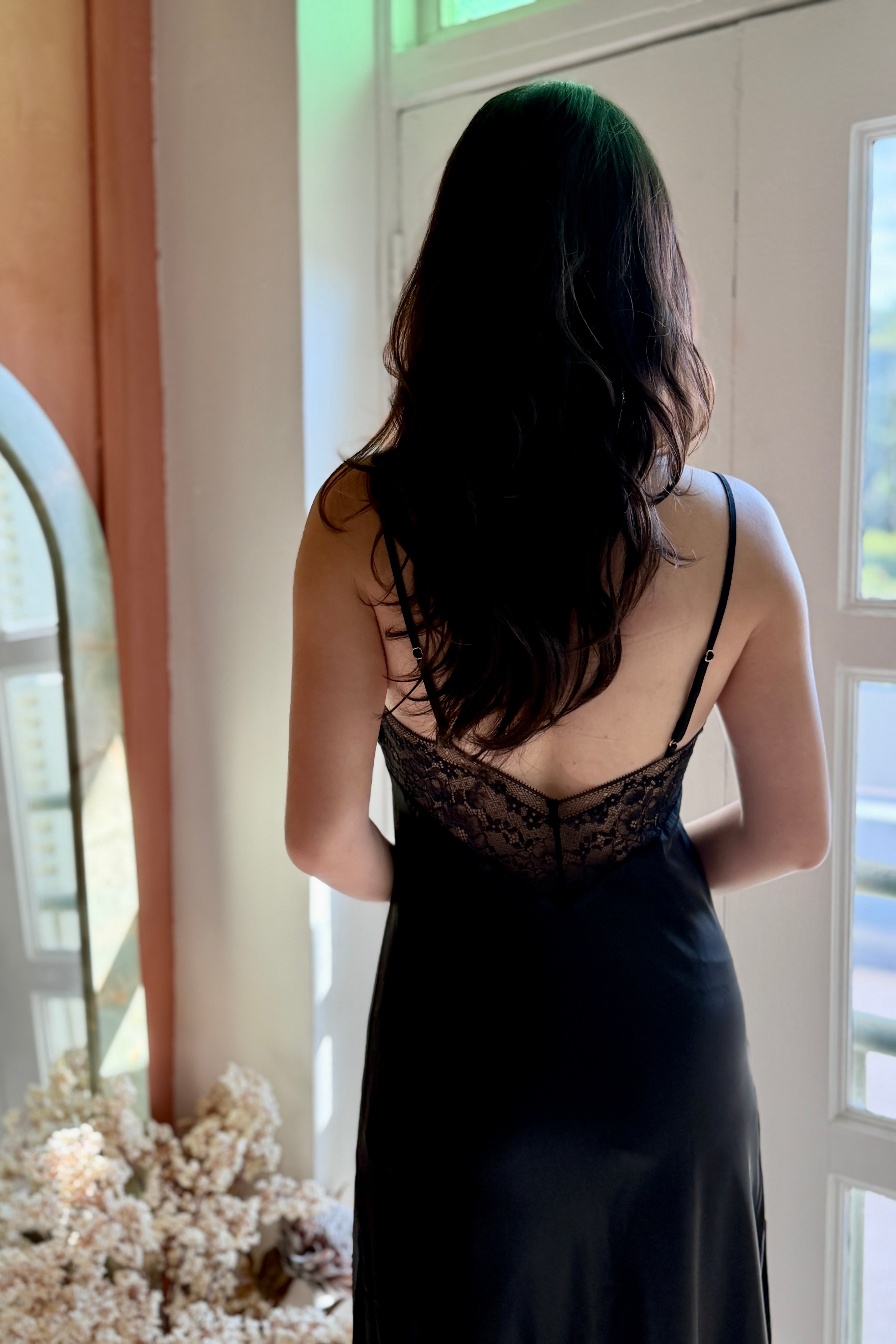 Soleil Satin Slip (Black) - Bells & Birds