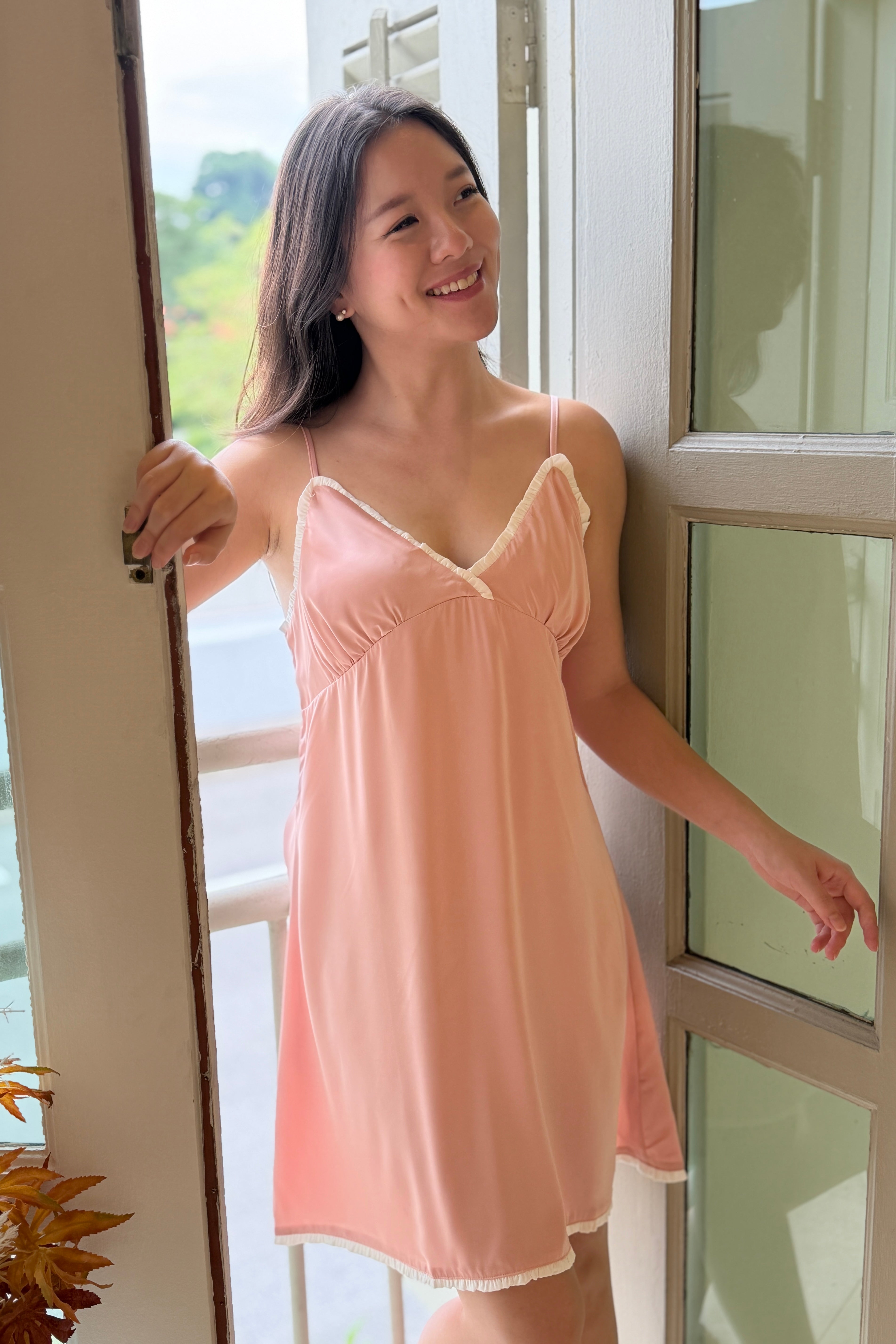 Flutter Satin Slip (Pink) - Bells & Birds
