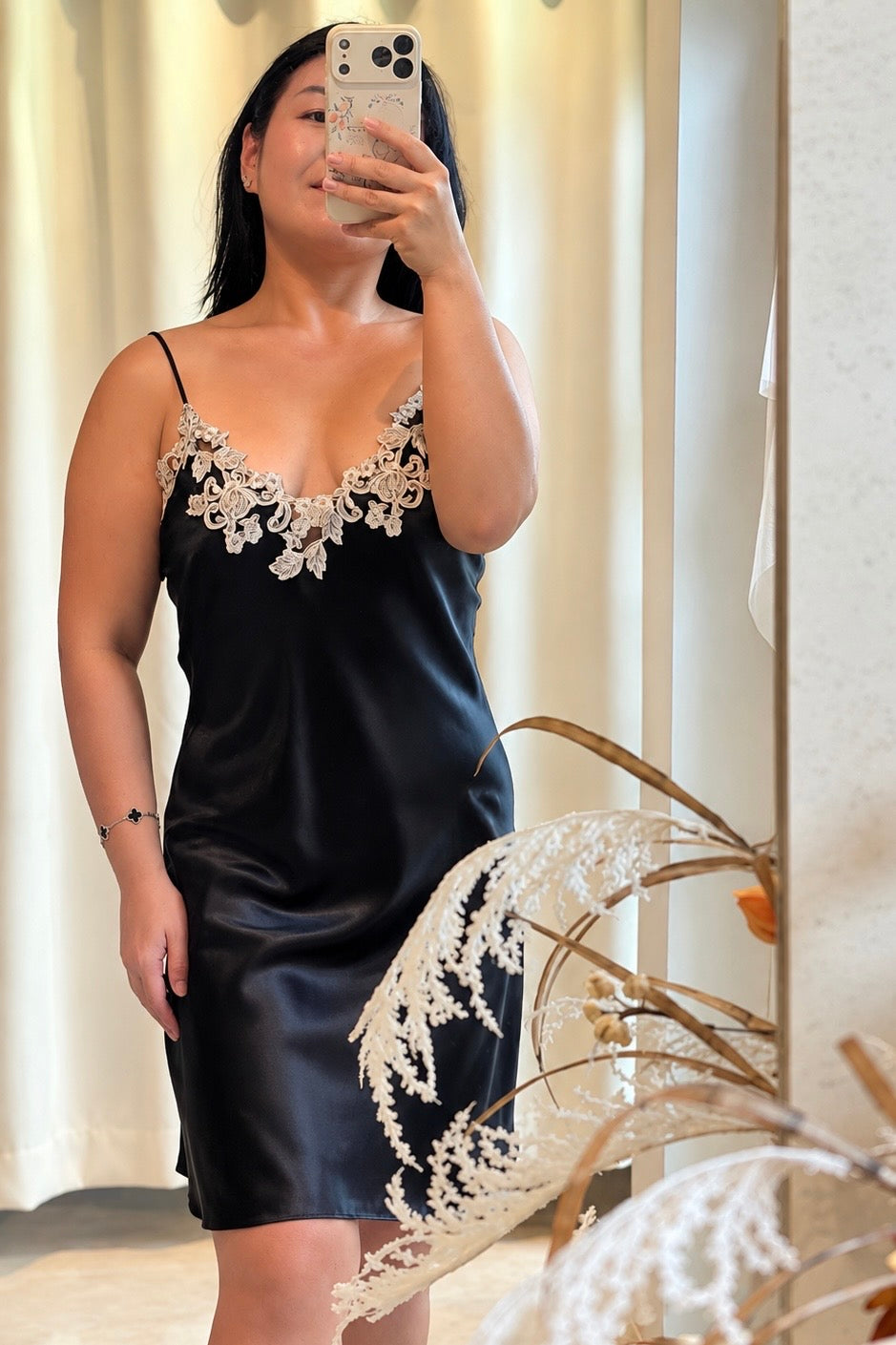 Florentine Mulberry Silk Slip (Black)