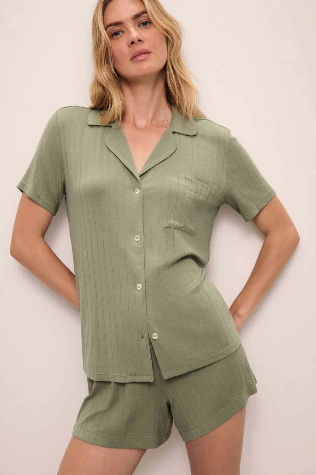 Oasis Modal Cotton PJs (Sage Ribbed)