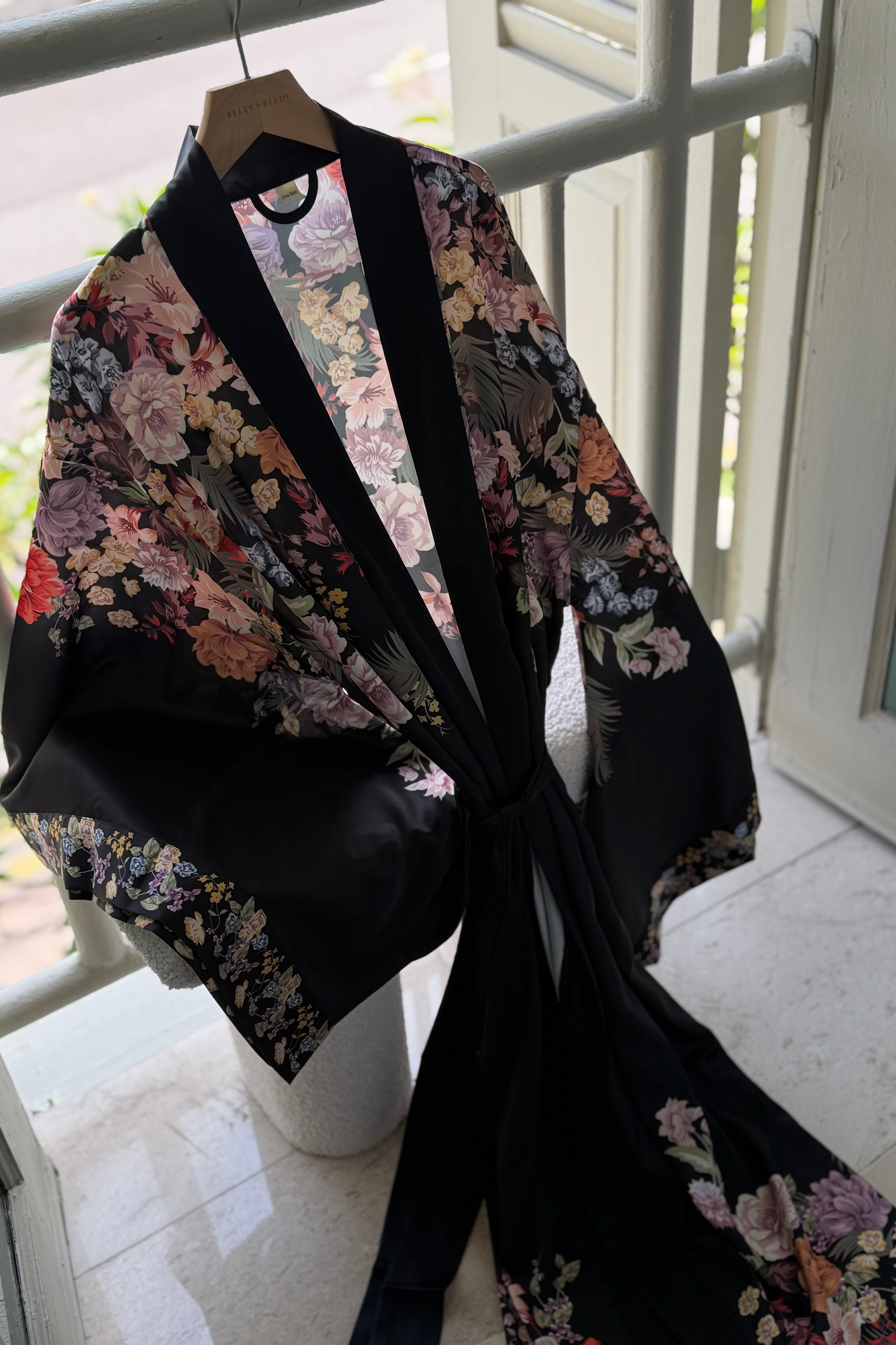 Flight of Whimsy Robe (Black) - Bells & Birds