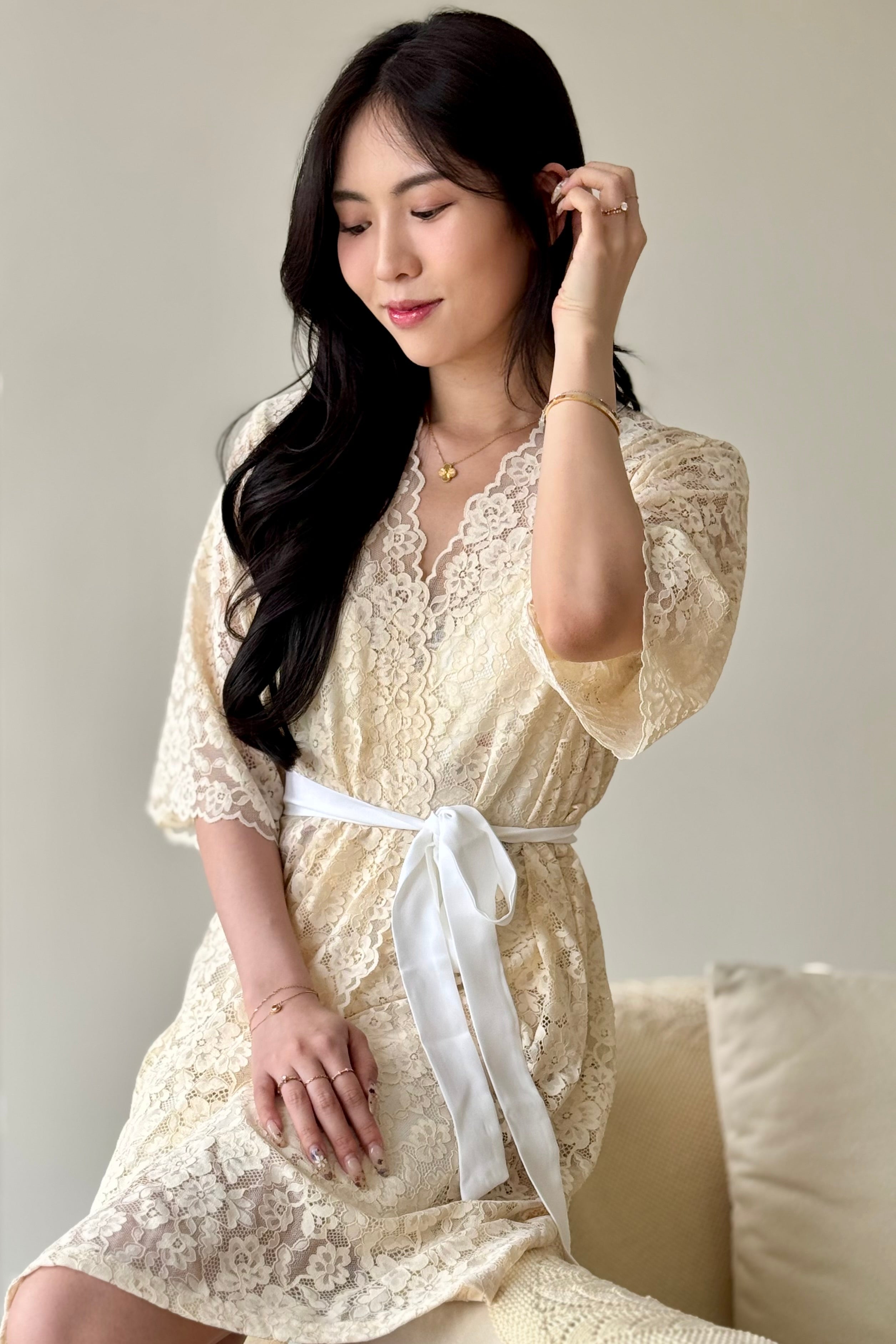Juliette Lace Robe (Cream)