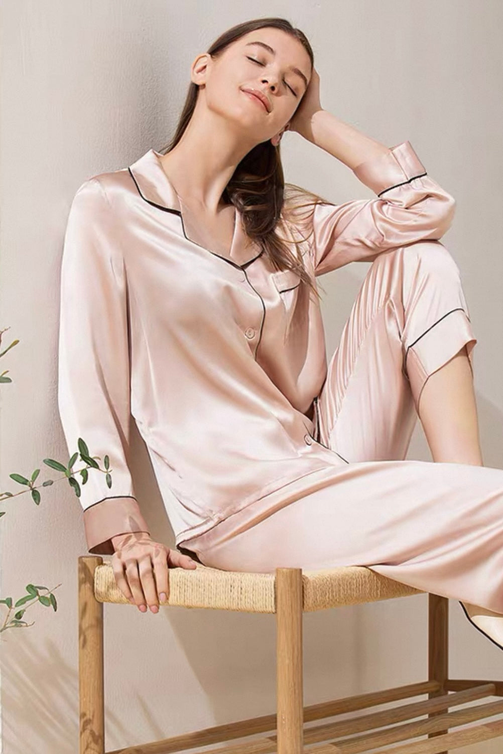 Mulberry Silk Pants Pyjamas (Champagne)