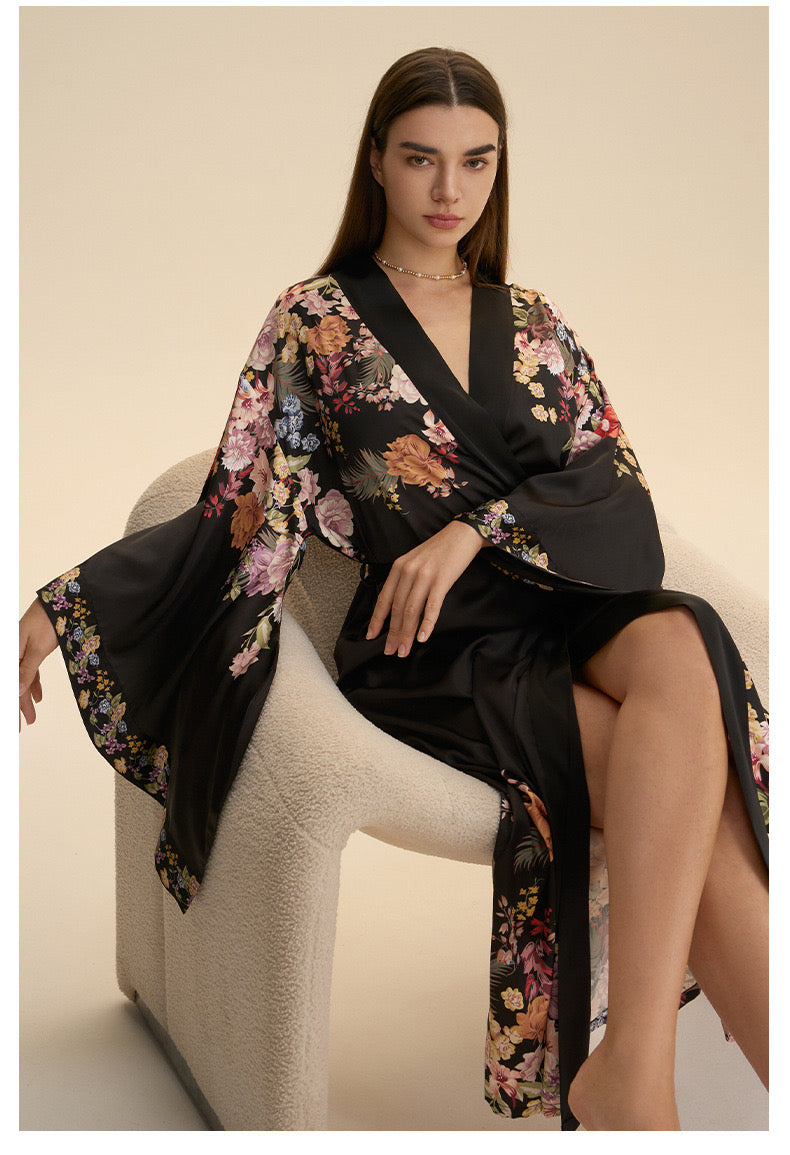 Flight of Whimsy Robe (Black) - Bells & Birds