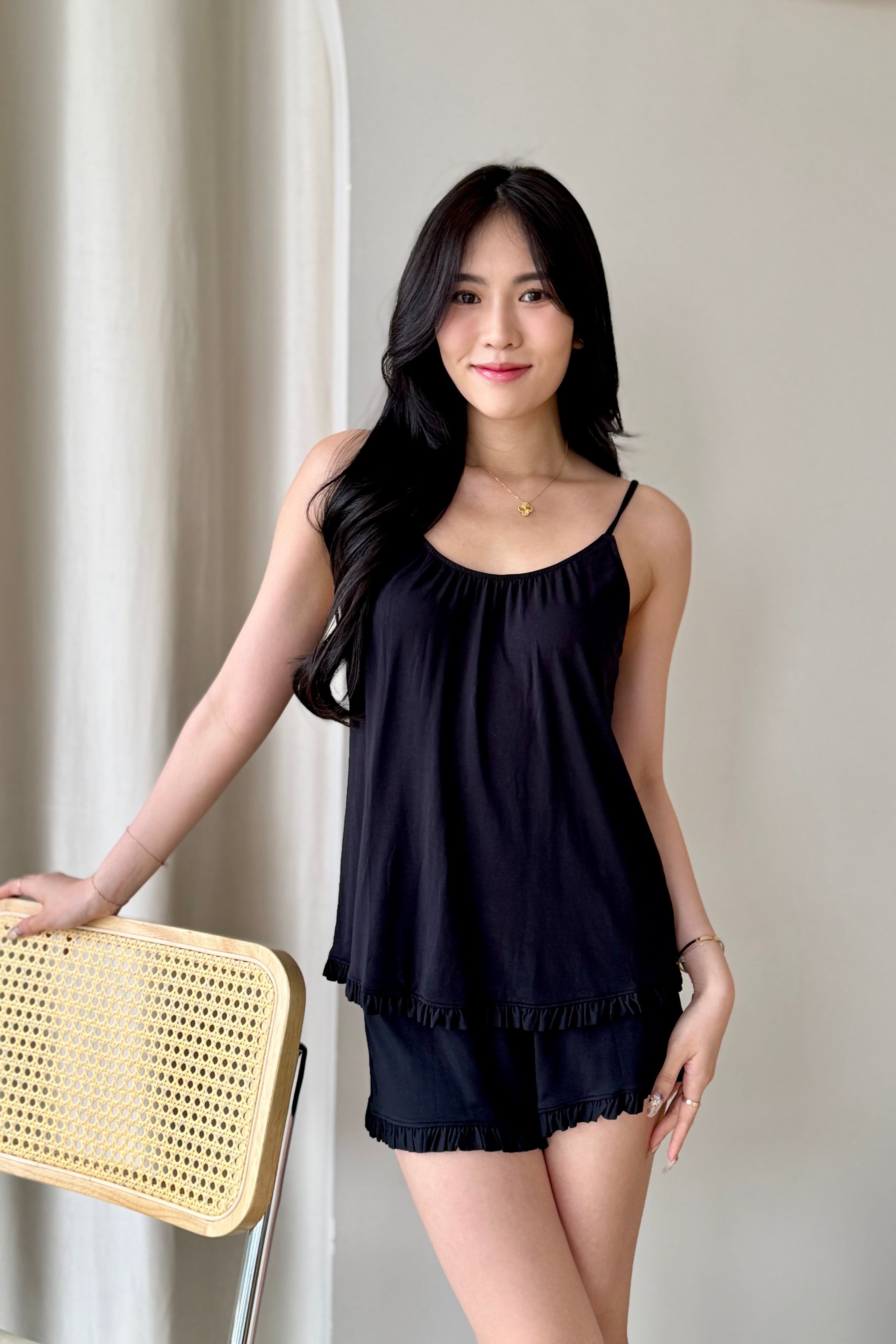 Oasis Modal Cotton Cami Set (Black)