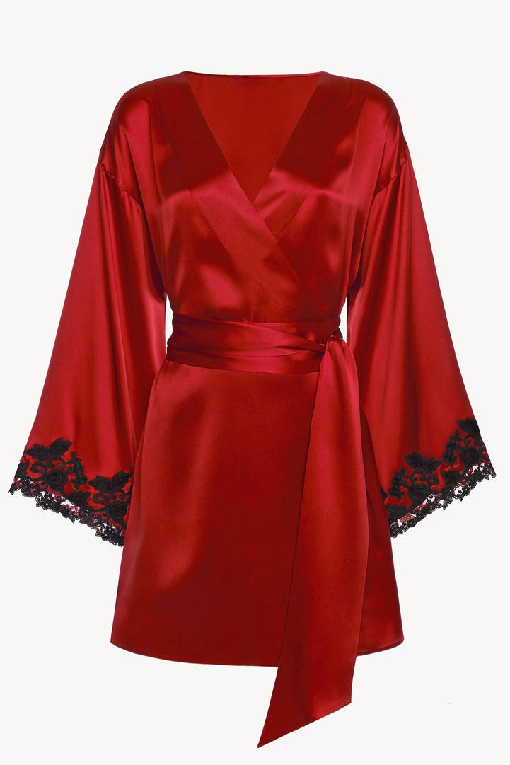 Florentine Mulberry Silk Robe (Red)