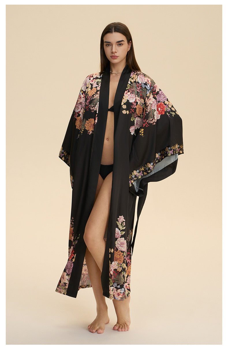 Flight of Whimsy Robe (Black) - Bells & Birds