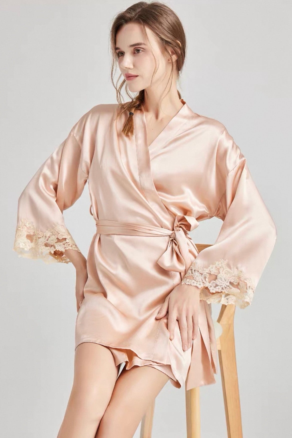 Florentine Mulberry Silk Robe (Pink) - Bells & Birds