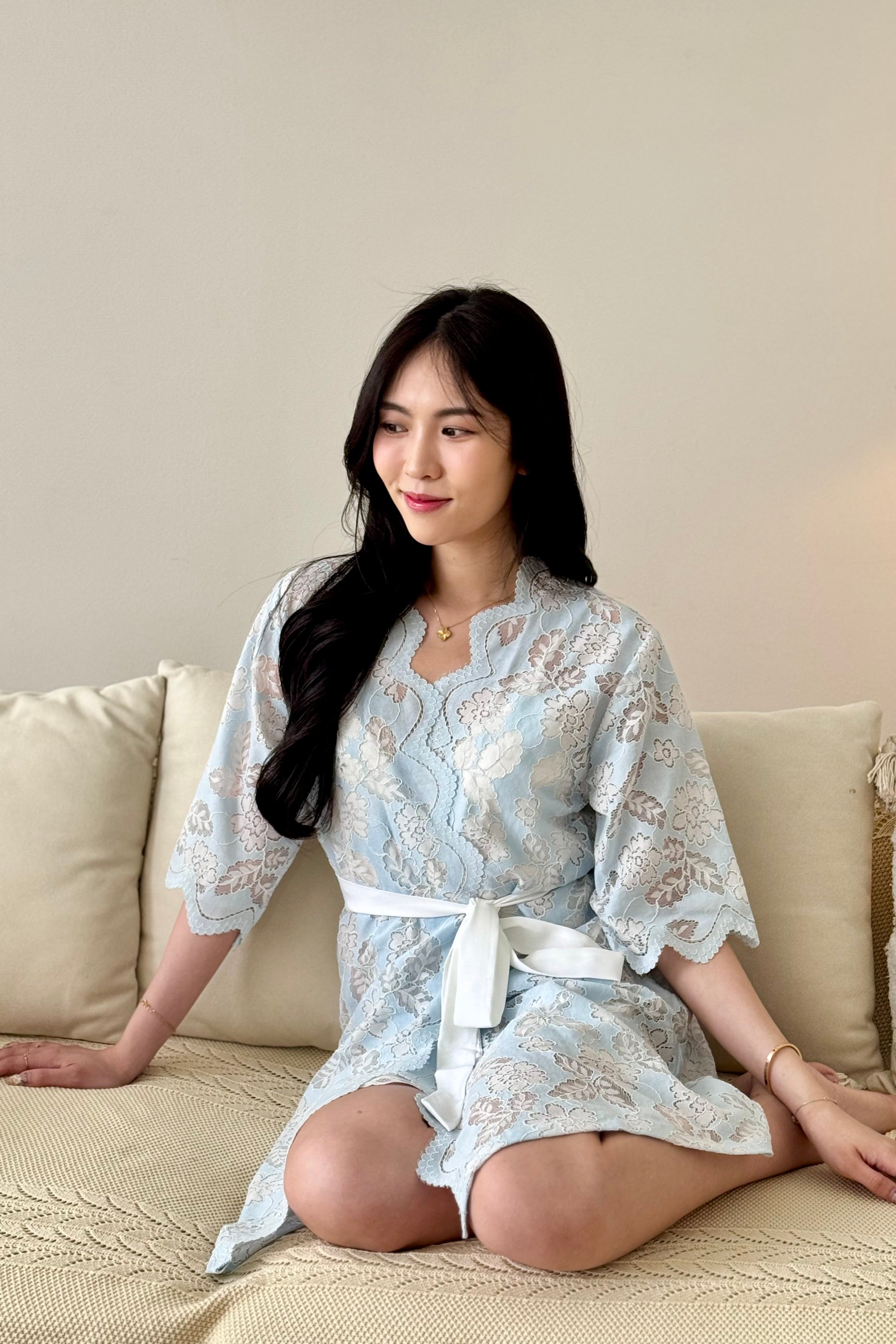 Juliette Lace Robe (Blue)