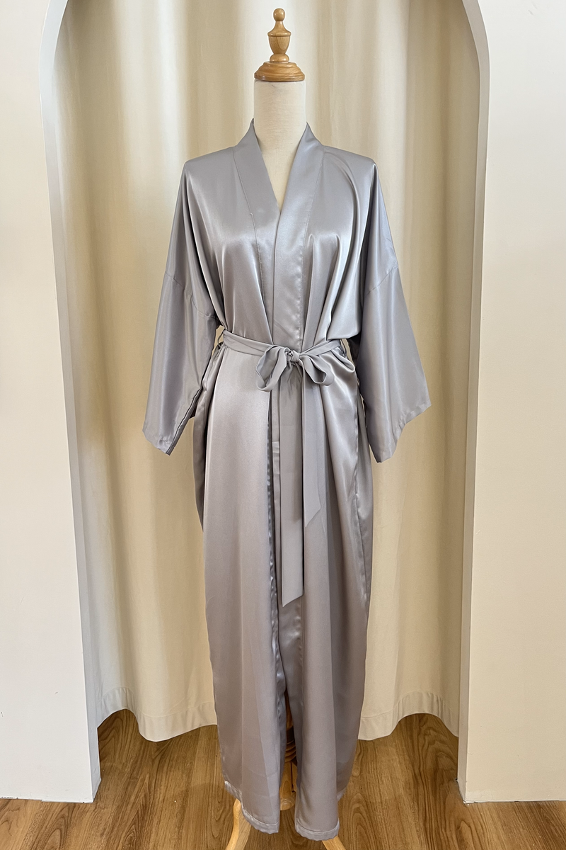 Grey sales silk robe