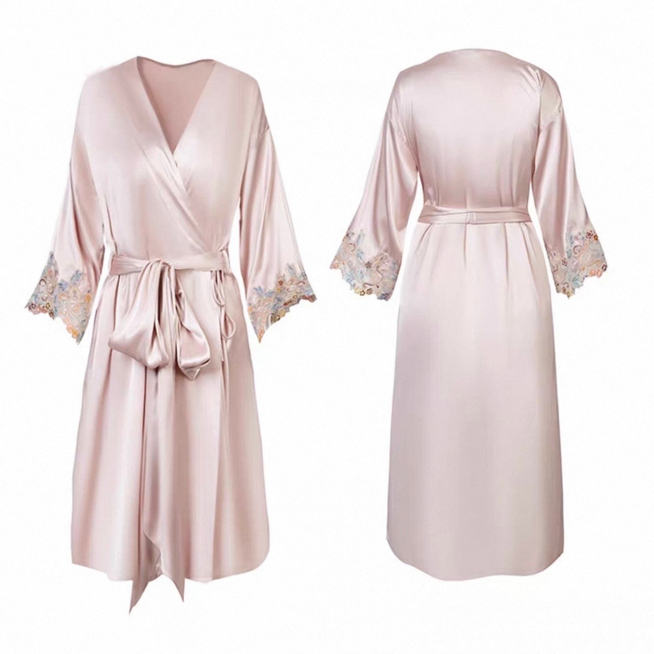 Florentine Mulberry Silk Robe (Rose) - Bells & Birds
