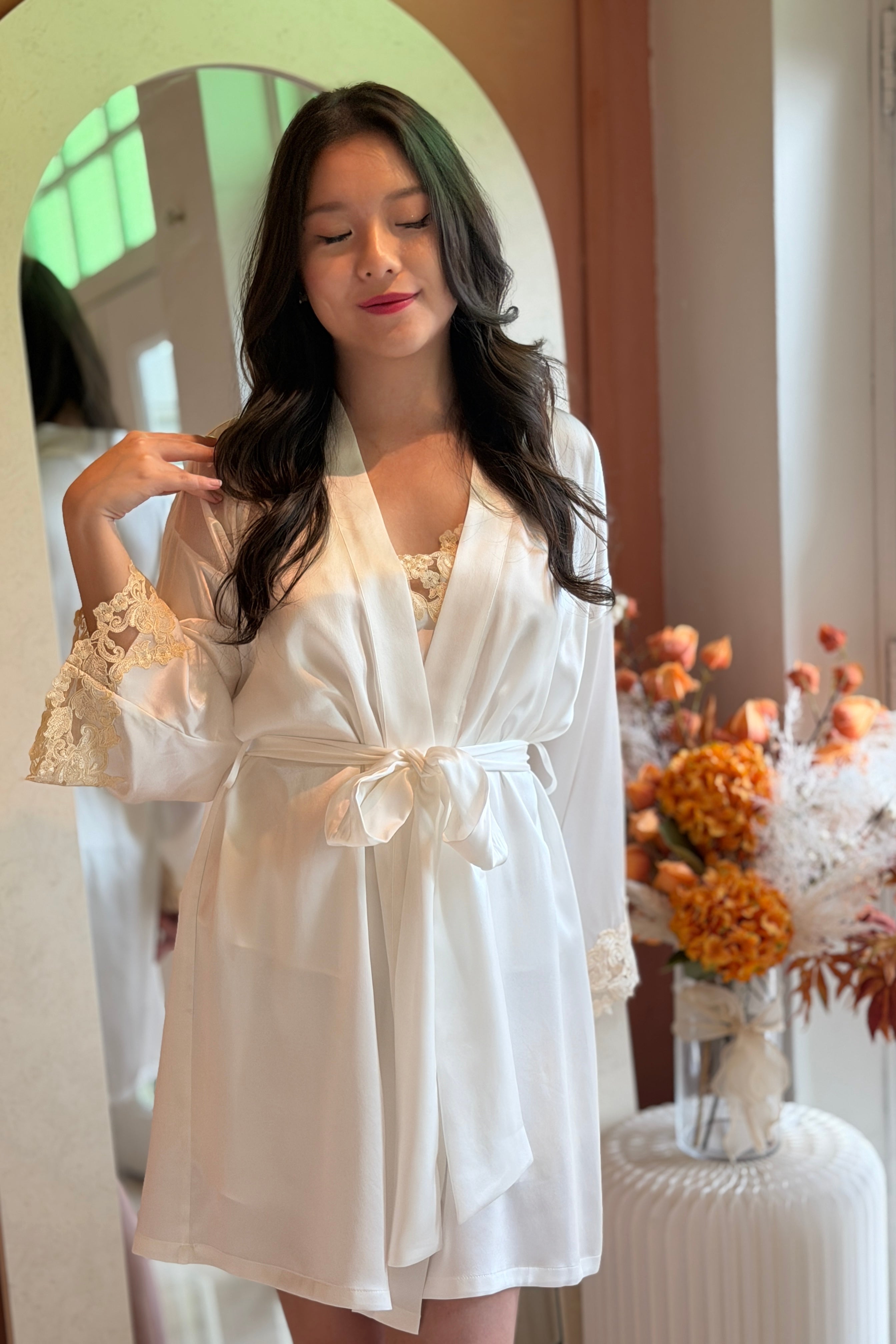 Florentine Mulberry Silk Robe (White)
