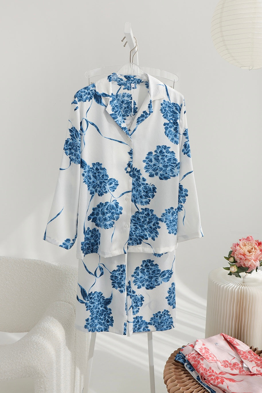 Hydrangea Bloom PJ Pants Set (Blue)