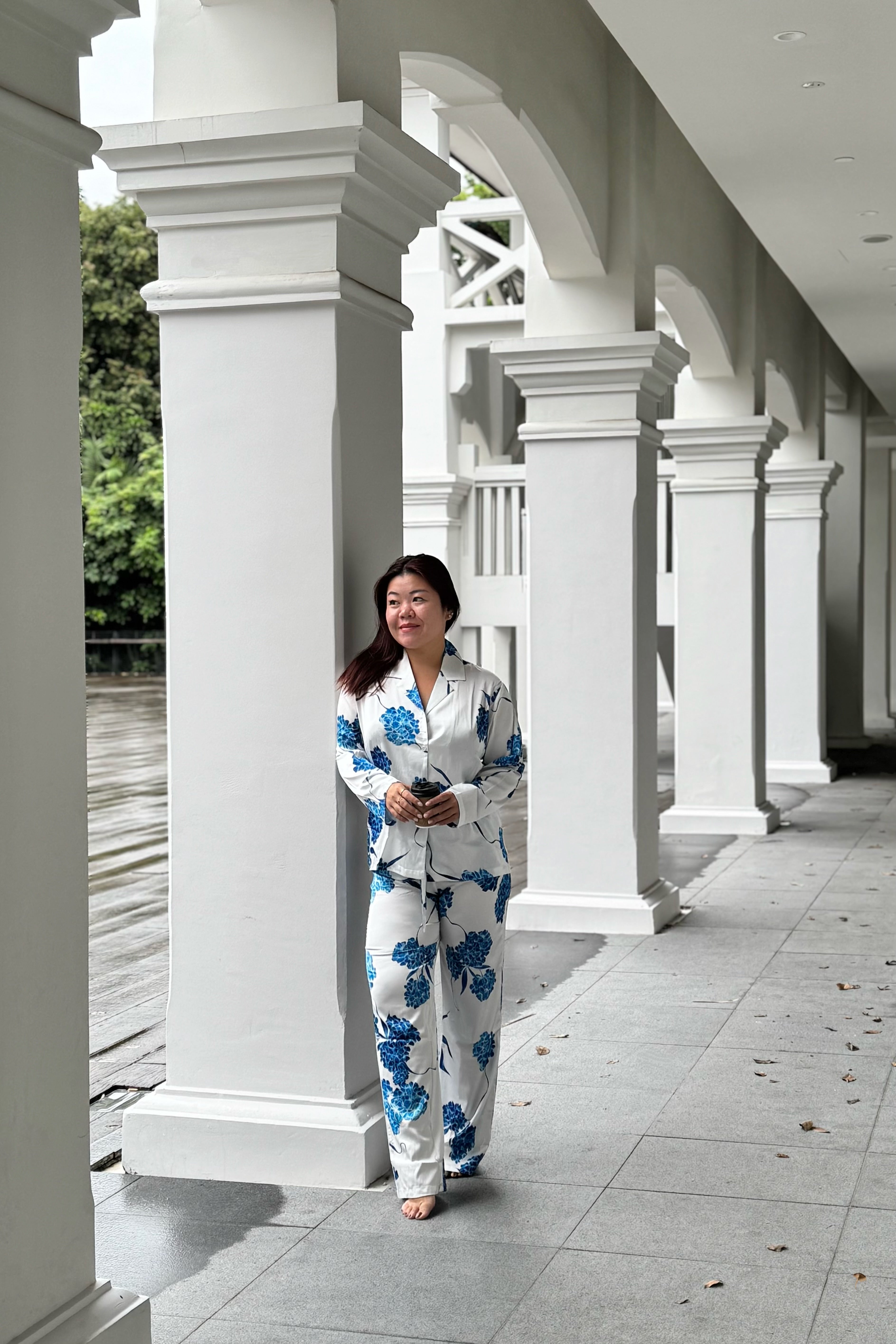 Hydrangea Bloom PJ Pants Set (Blue)