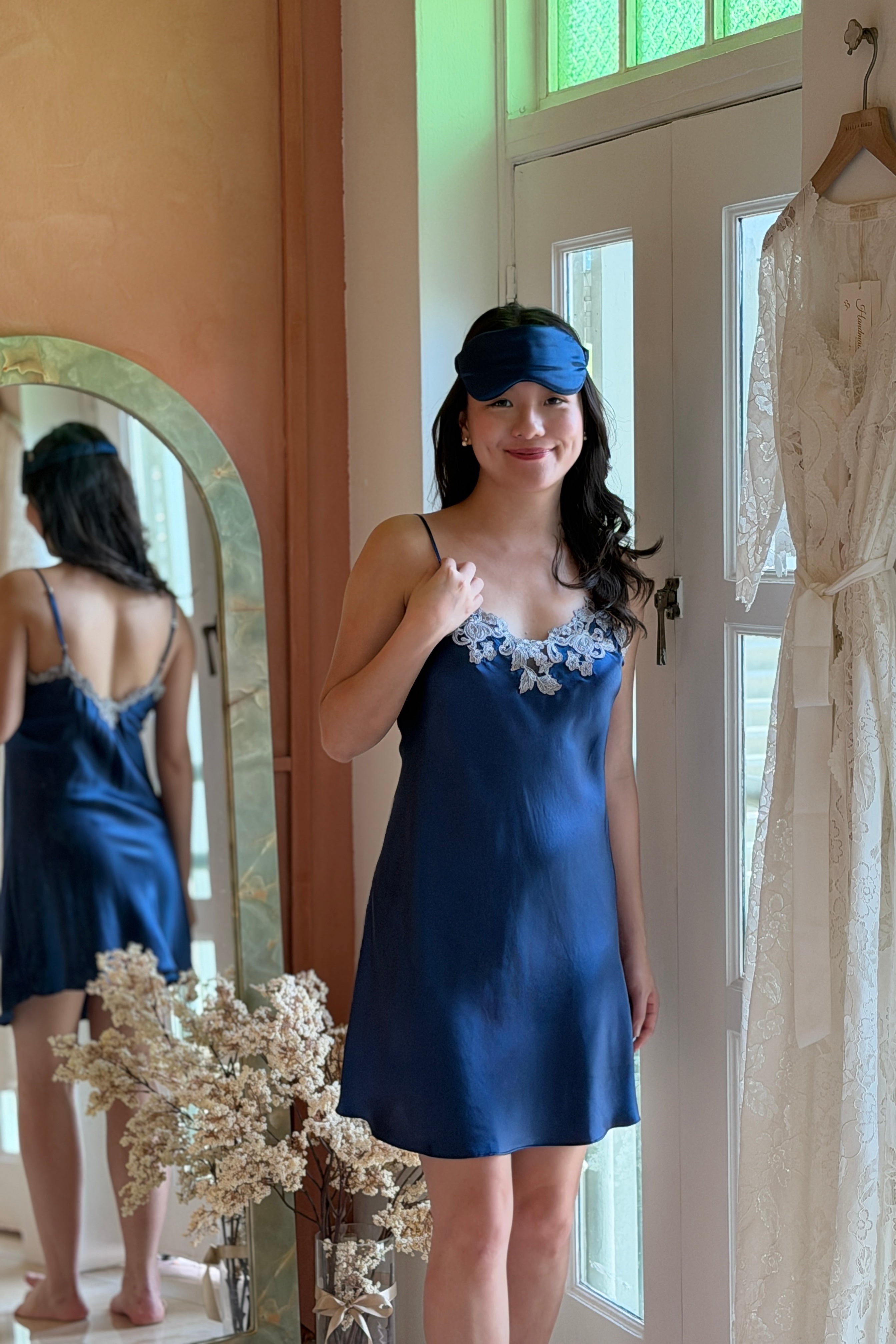 Florentine Mulberry Silk Slip (Navy) - Bells & Birds