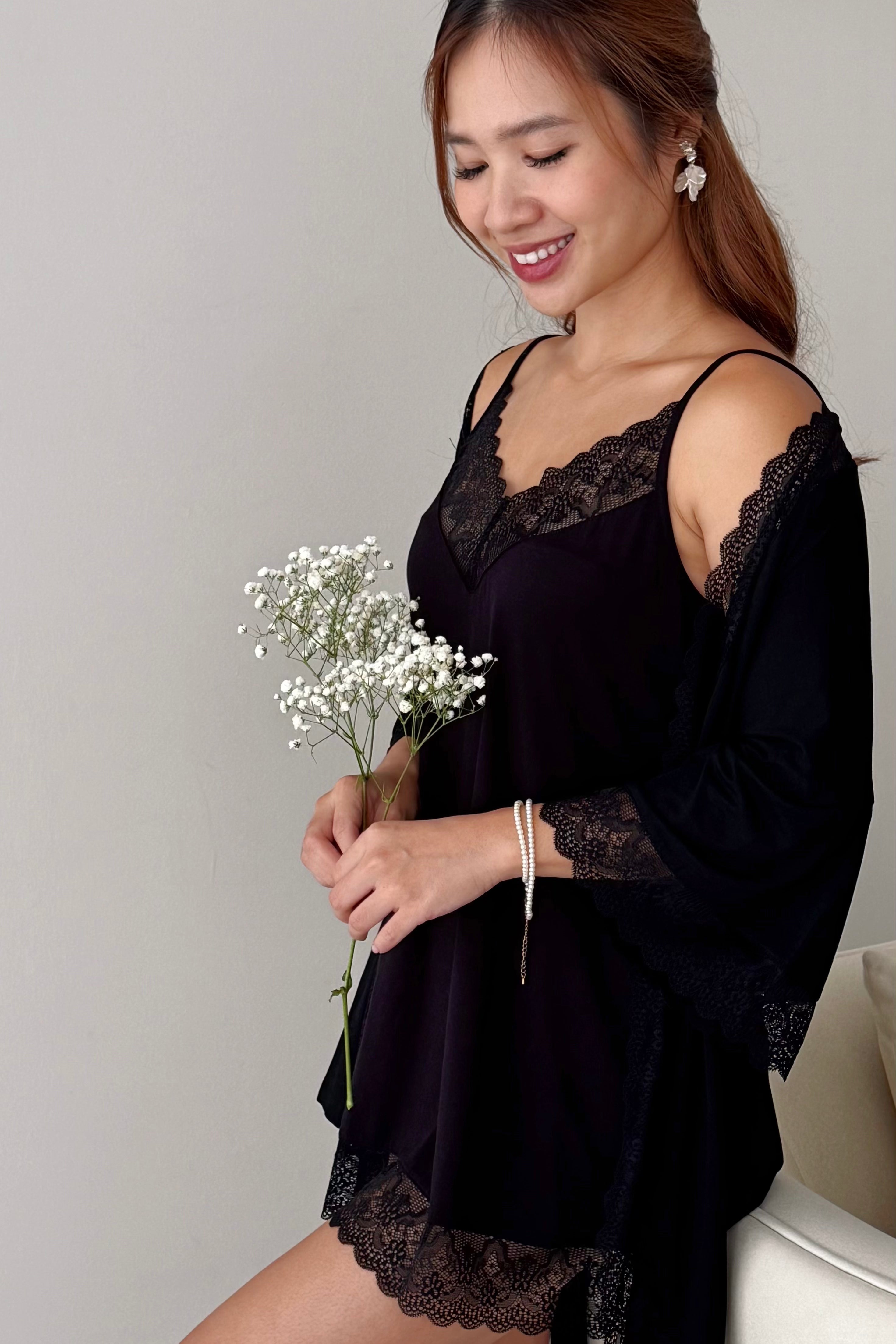 Sofia Modal Cotton Slip (Black)