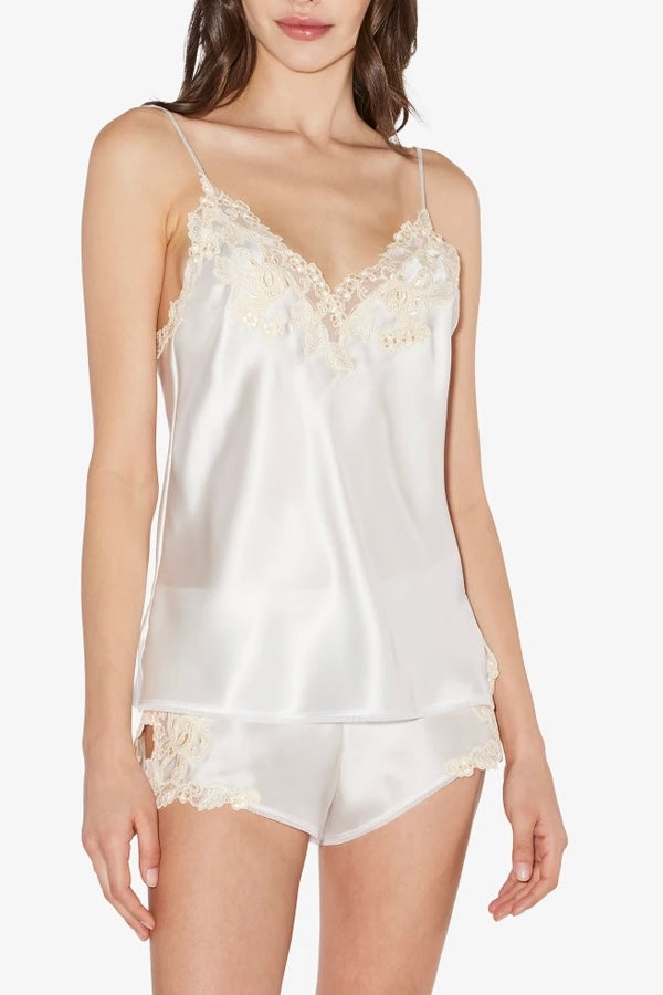 Florentine Mulberry Silk Cami Set (White)
