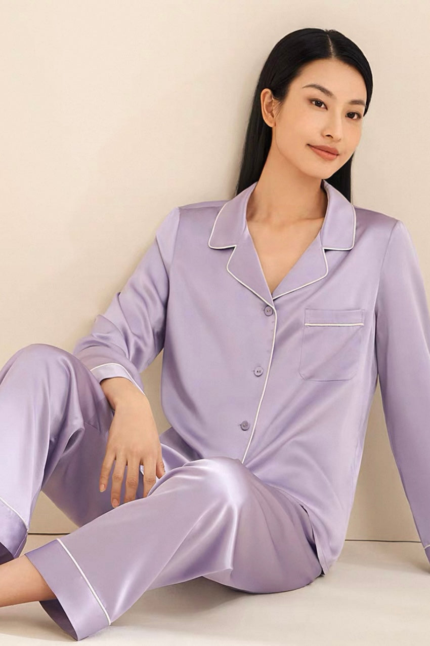 Mulberry Silk Pants Pyjamas (Lilac)