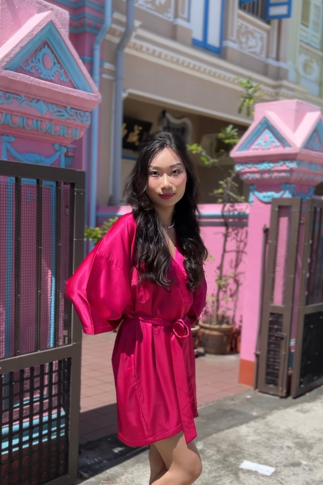 Classic Silk Robe (Fuchsia)