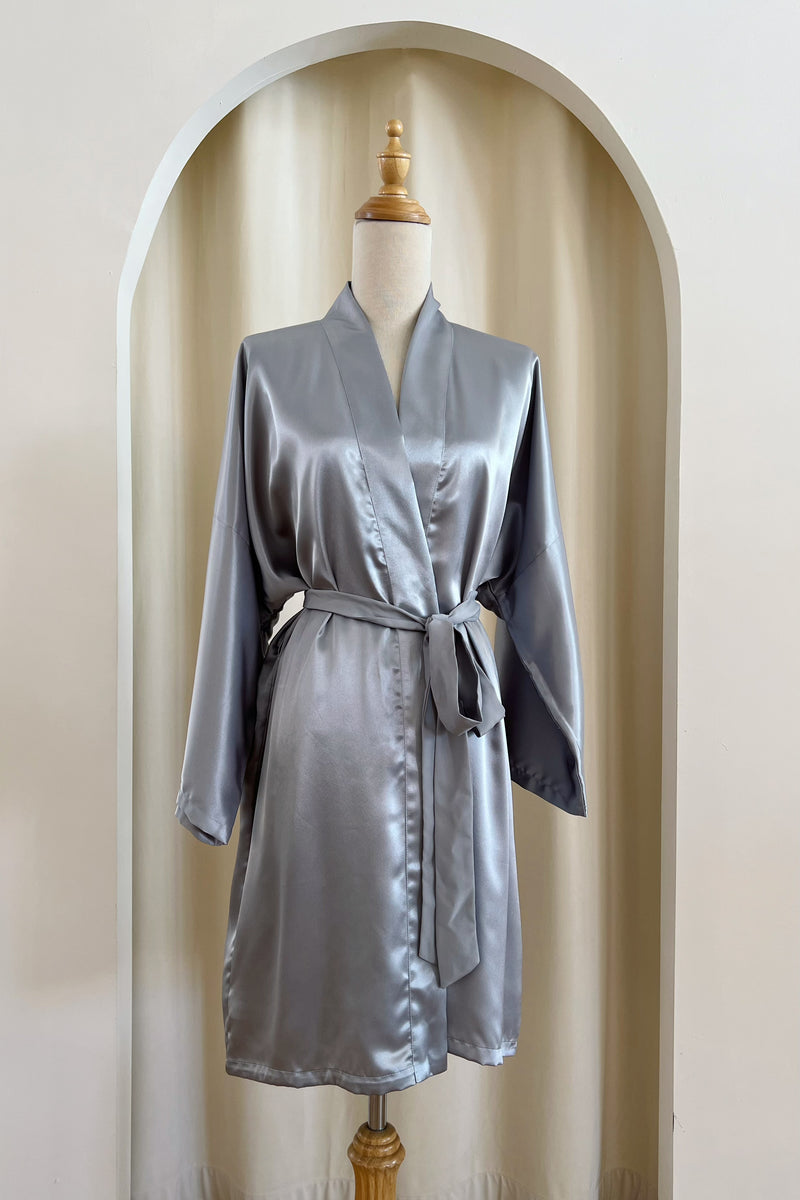 Classic Silk Robe (Grey)