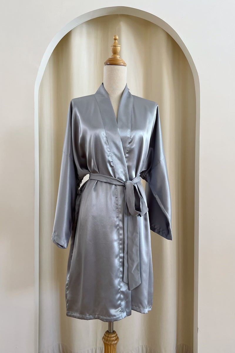 Gray top silk robe
