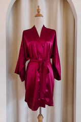 Classic Silk Robe (Wine Red)