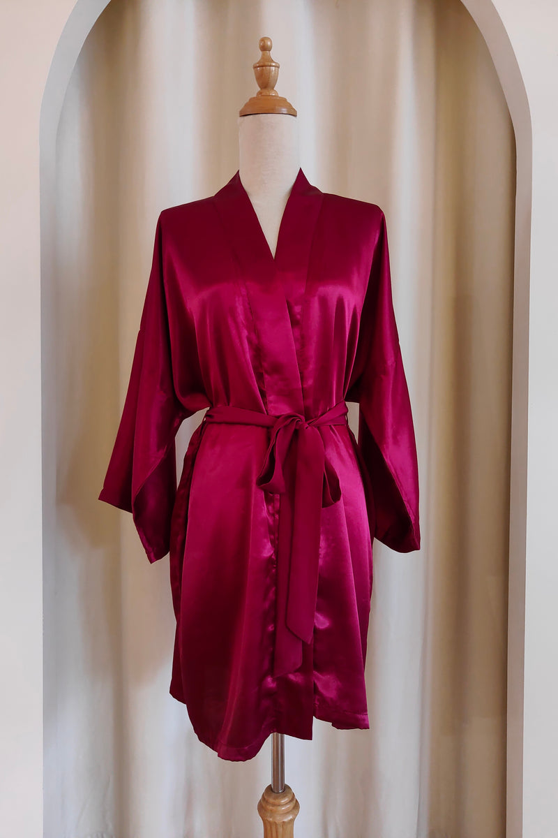 Classic Silk Robe (Wine Red) – Bells & Birds