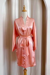 Classic Silk Robe (Coral)