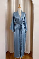 Maxi Silk Robe (Steel Blue)