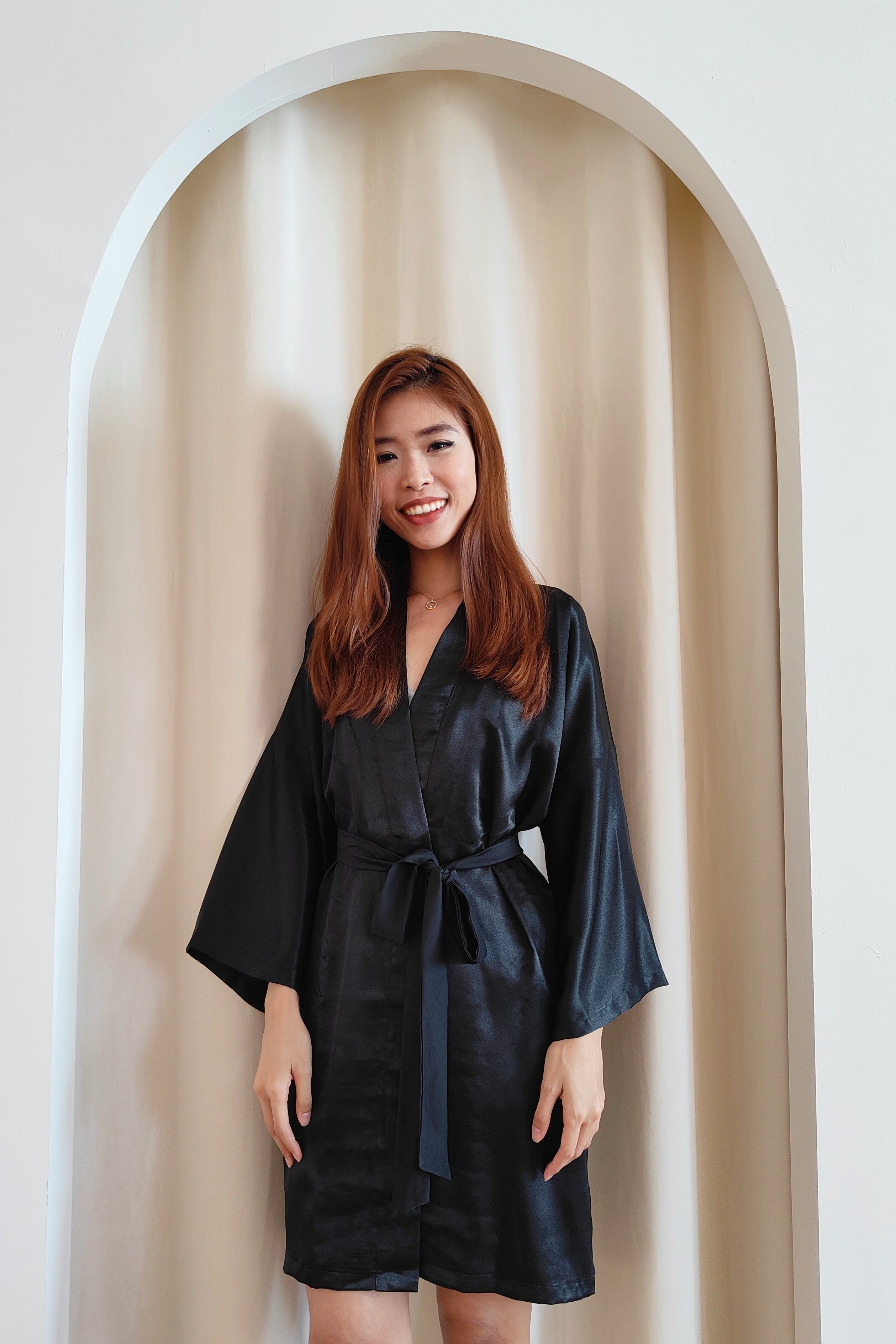 Classic Silk Robe (Black)