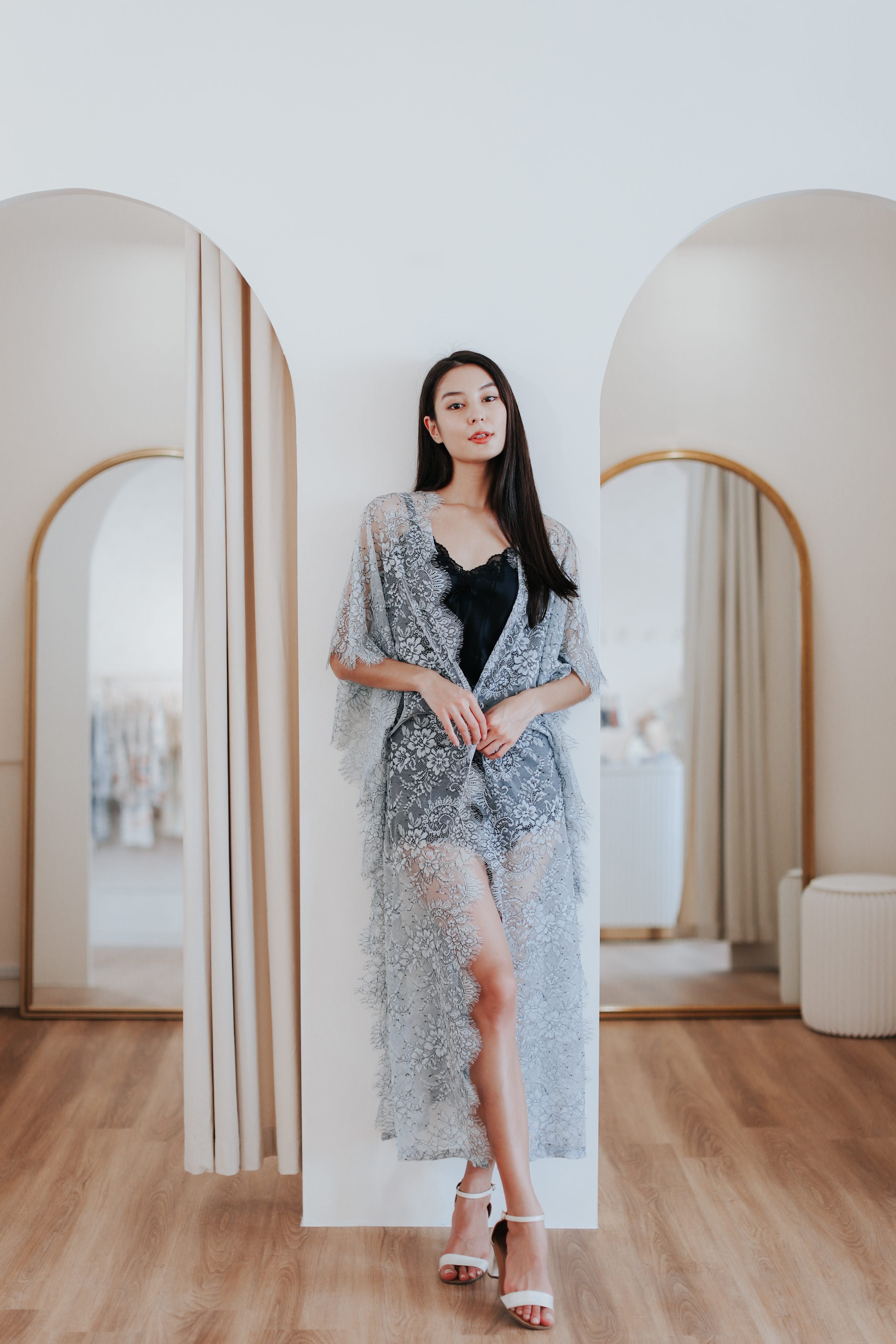 Limited Lace Kaftan (Grey) - Bells & Birds