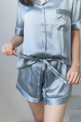Mulberry Silk Short Pyjamas (Steel Blue)