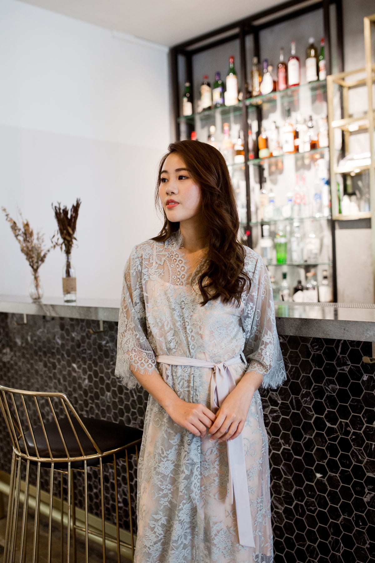 Ever New Robe Ever After Lace Maxi Robe (Dove Grey)