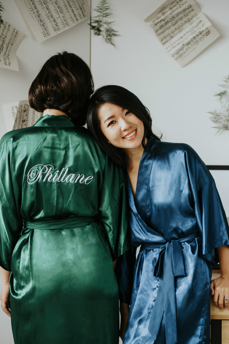 Custom Silk Robe Monogrammed Silk Robe (120 colours) – Bells & Birds