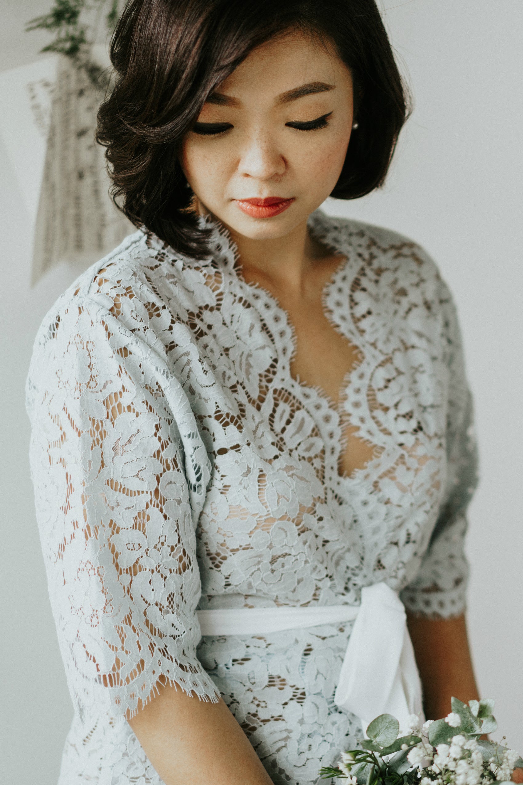 Seafoam Blue Lace Robe - Bells & Birds