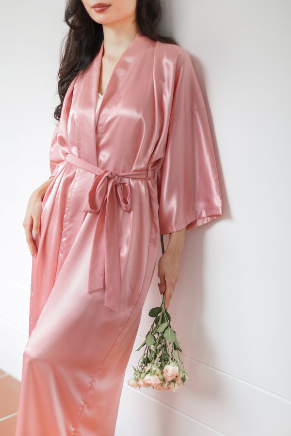 Maxi Silk Robe (Sweet Pink)