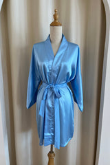 Classic Silk Robe (Sky Blue)