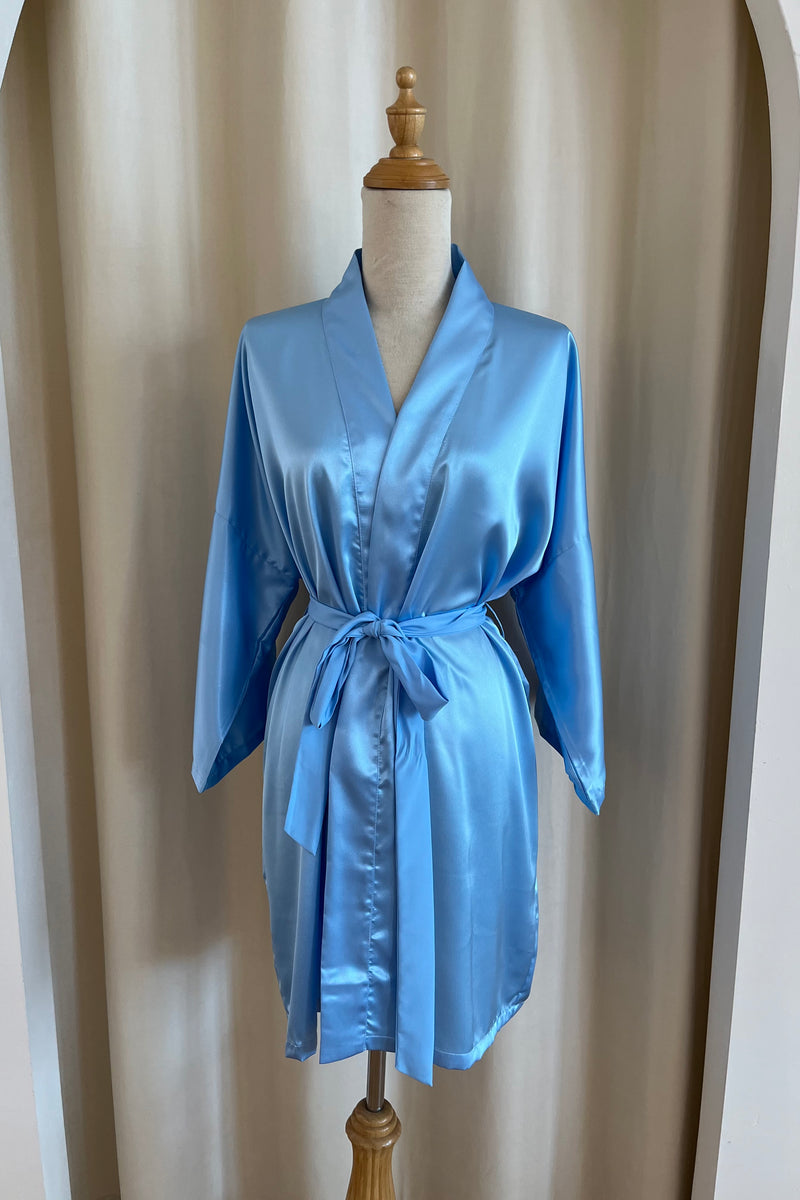 Classic Silk Robe (Sky Blue)