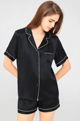 Mulberry Silk Short Pyjamas (Black)