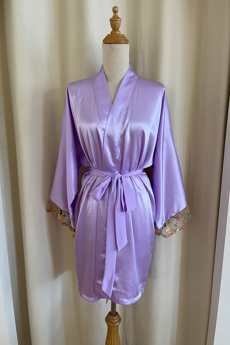 Silk Robe with Garden Lace (4 colours)